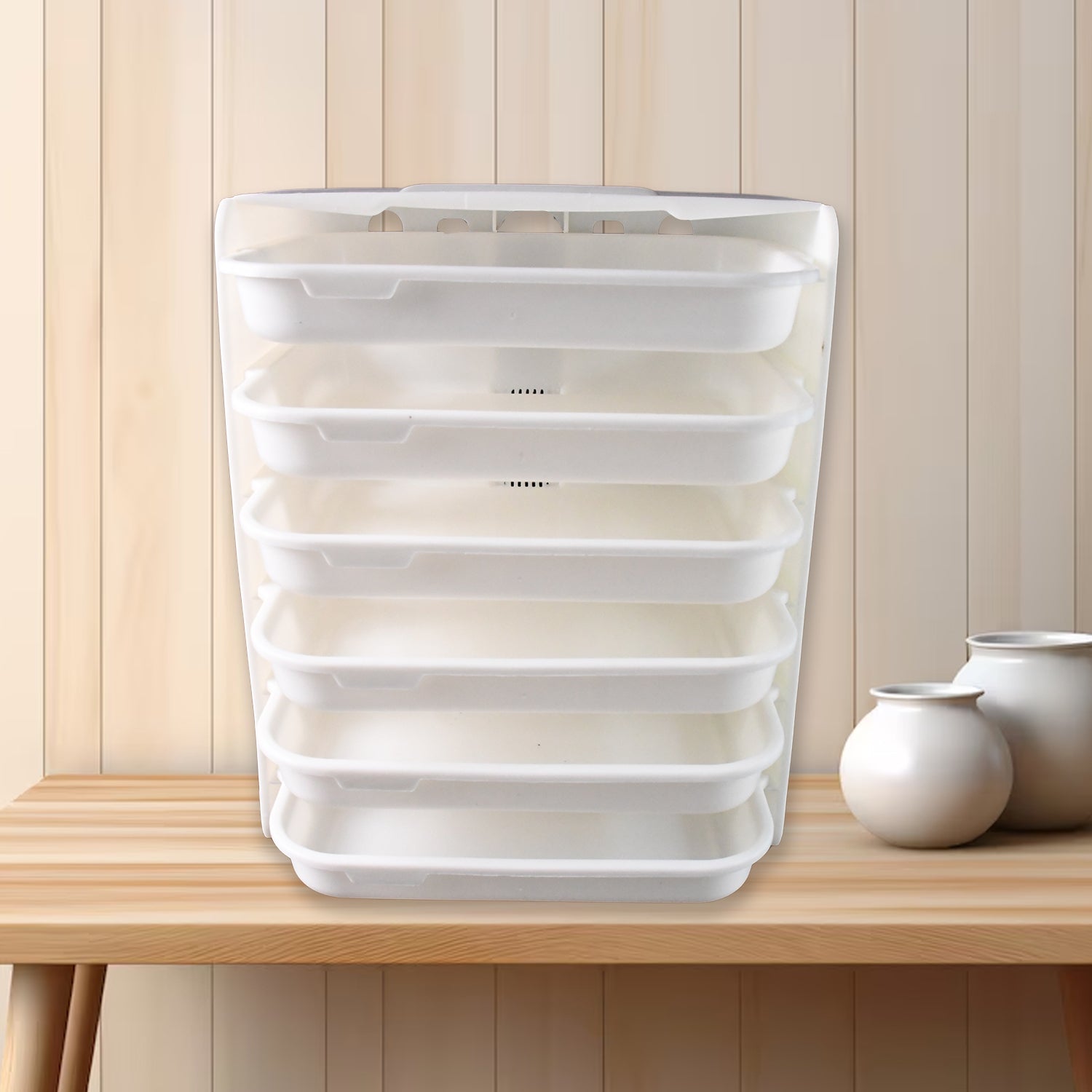 Plastic 6 Layer Wall-Mounted Food Organizer Rack (1 Set) - Vedson.in