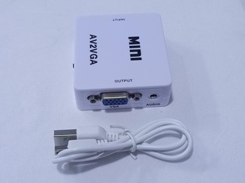 AV to VGA Converter Box AV RCA to VGA Video with Audio to PC HDTV Converter (White)
