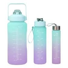 Flymaster Set of 3 Motivational Water Bottles - Sipper Bottles for Adults - 2L  700ml  and 280ml Capacity - Airtight