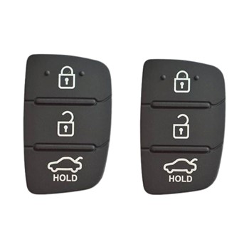 Plastic 3-Button Flip Key Rubber Pad for Hy-undai I20  Verna  Xcnt  iGen  Sport  Magna (Black  Medium) - Pair of 2 Pieces  Durable Replacement for Key Fob Repair.
