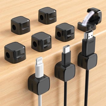 Magnetic Cable Clips  Adjustable Cord Holder for Under Desk Cable Management  Adhesive Wire Keeper Organizer for Home Office Desk Phone Car Wall Desktop Nightstand (Black) Pack of 9.