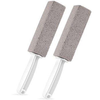 Pumice Stone Toilet Bowl Cleaning Brush with Handle – Effectively Removes Hard Water Rings  Calcium Buildup  and Rust – Perfect for Toilet  Bathroom  Kitchen Sink  and Grill Cleaning (Gray Pack of 2).