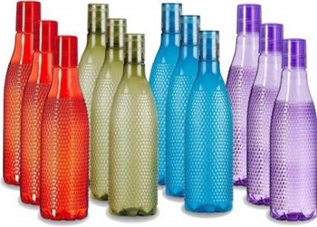 Flymaster Fridge Water Bottle Multicolour Bubble Print 1000 ml (Pack of 12)