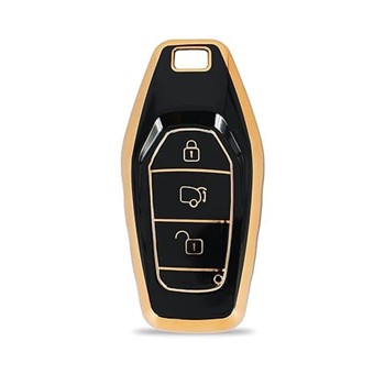 TPU Key Cover Compatible with Mahindra XUV 500 Smart Key Push Button Start Models Pack of 2 Black