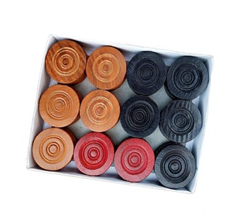 Wooden Carrom Coins with Striker & Powder for All Age Group (24 Carrom Coins) (1 Striker)Multicolor