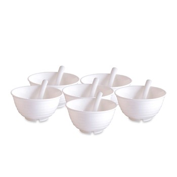 Shri Krishna Enterprises Homeware Gourmet Plastic Chinese Soup Bowl 12PCS Set (6X500ML Soup Bowl  6 Soup Spoon  White)