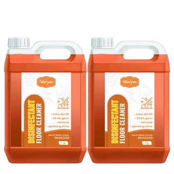 WARYAN Disinfectant Floor Cleaner | 99.9% Germ Removal | Extra Dirt Lift | 10x Better Cleaning | Safe for Marble & Granite | Baby & Pet Safe | Pleasant Fragrance - Orange  5 Litre  Pack of 2