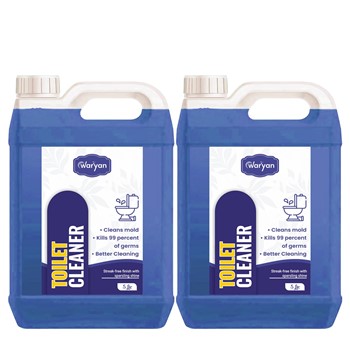 WARYAN Blue Toilet Cleaner | Triple Action Formula - Removes Tough Stains  Limescale & Mold | Kills 99.9% Germs | Streak-Free Shine & Misty Fragrance | Suitable for All Toilets - 5 Litre  Pack of 2