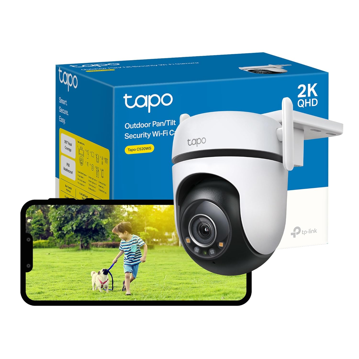 TP Link Tapo C520WS 2K QHD 4MP Outdoor Pan/Tilt Security Smart Wi