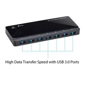 TP-Link UH720 USB 3.0 7-Port Hub with 2 5V/2.4A Charging Ports | Transfer speeds of up to 5Gbps | Compatible with Windows- Mac OS X and Linux Systems