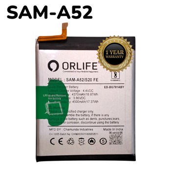 Orlife A52 Mobile Battery for Samsung  A52 (SM-A525F)- Galaxy A52 5G (A526)- and A52s 5G (A528B) ( 1 Year Replacement  Warranty )