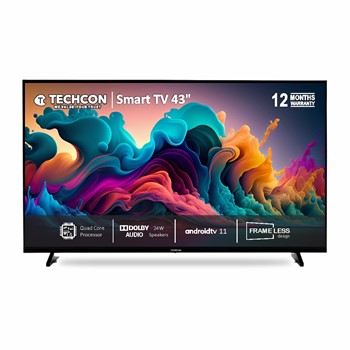 Techcon | Television |108cm (43 Inch) 4K BT VR Android Smart LED TV With Bluetooth and Voice Command Remote T432G BTVC (Black)