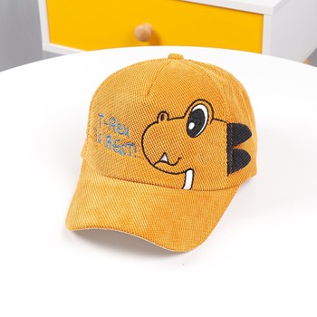 Cartoon Character Printed Little Cap for Kids  Baby Girls and Boys - Dinosaur Kids Hats (Baseball Cap-Yellow)