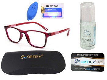 Optify® Distance Vision Rectangle Blue Light Blocking Glasses for Kid UV Protection Computer Eyewear Age 5-12 Years(-2.25)