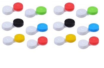 Optify Plastic Anti Bacteria Multicolour Contact Lens Containers- Case Kit Storage Box/Holder Travel Lens Case (Pack Of 12)