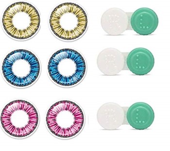 Optify Monthly Color Contact Lenses With Case (Zero Power- Hazel-Blue-Pink-Pack of 3)
