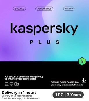 Kaspersky - Plus - 1 User - 3 Years - Email & WhatsApp Number Delivery in 2 hours - No CD