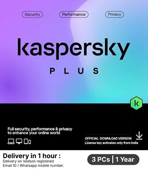 Kaspersky - Plus - 3 Users - 1 Year - Email & WhatsApp Number Delivery in 2 hours - No CD