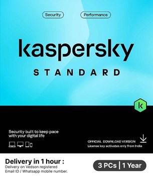 Kaspersky - Standard - 3 Users - 1 Year - Email & WhatsApp Number Delivery in 2 hours - No CD