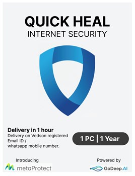 Quick Heal - Internet Security - 1 User - 1 Year - Email & WhatsApp Number Delivery in 2 hours - No CD