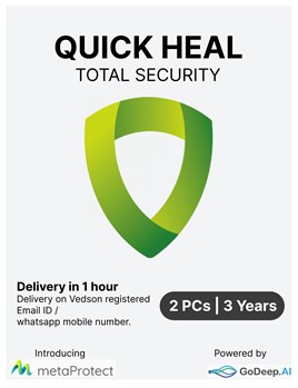Quick Heal - Total Security - 2 Users - 3 Years - Email & WhatsApp Number Delivery in 2 hours - No CD