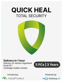 Quick Heal - Total Security - 5 Users - 3 Years - Email & WhatsApp Number Delivery in 2 hours - No CD