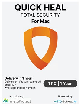 Quick Heal - Total Security - For Mac - 1 User - 1 Year - Email & WhatsApp Number Delivery in 2 hours - No CD