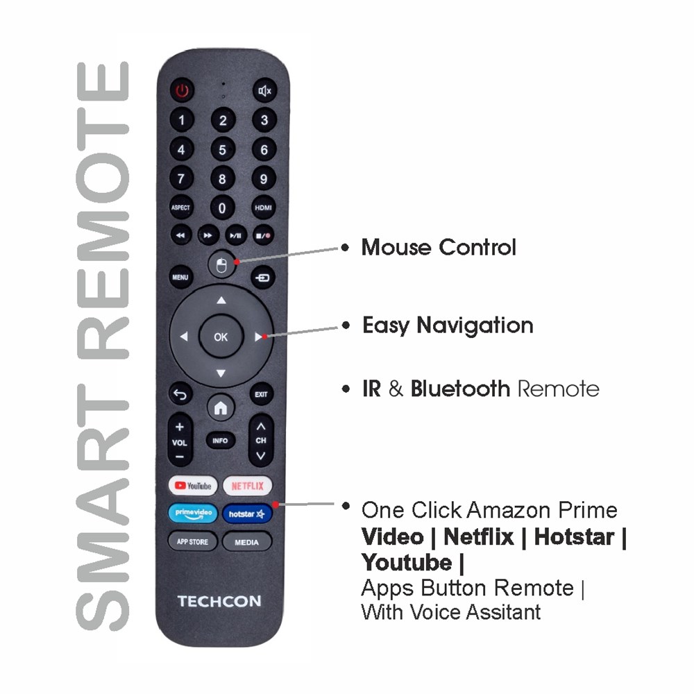 Techcon Television 108cm (43 Inch) Android Tv T432G5B(Black